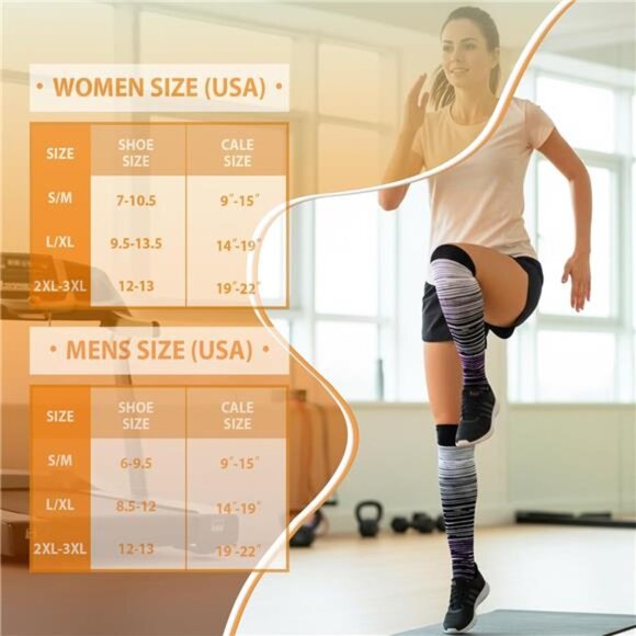 Graduated Compression Socks for Women&Men 20-30mmhg Knee High Socks Travel - Picture 6 of 7